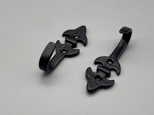 Matte Black Fleur De Lis Design Classic Tie Back Hook - Metal - Pack of 2