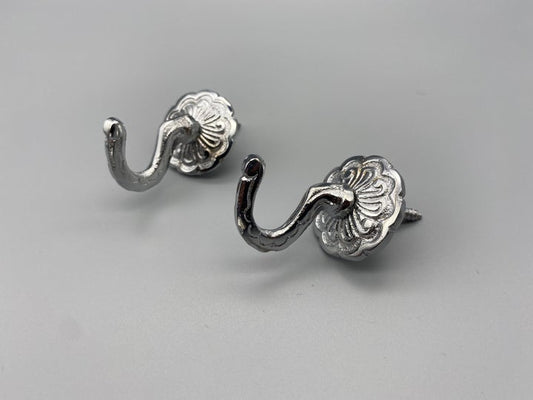 Rosaline Chrome Tie Back Hook - Metal - Pack of 2