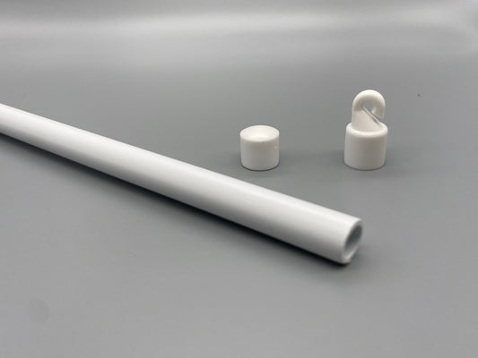 Tilting Wand Set for Vertical Blinds (400mm + Hook + Button) - White Plastic