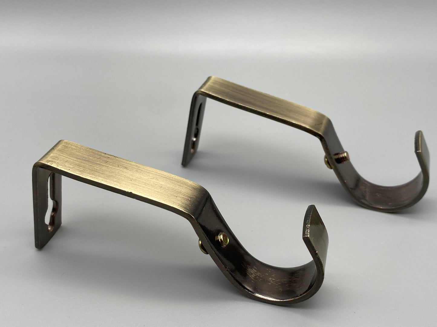 Pair of Heavy Duty Metal Curtain Pole Brackets - Holds Rods upto 30mm - Wall Brackets Holder (Antique Gold)