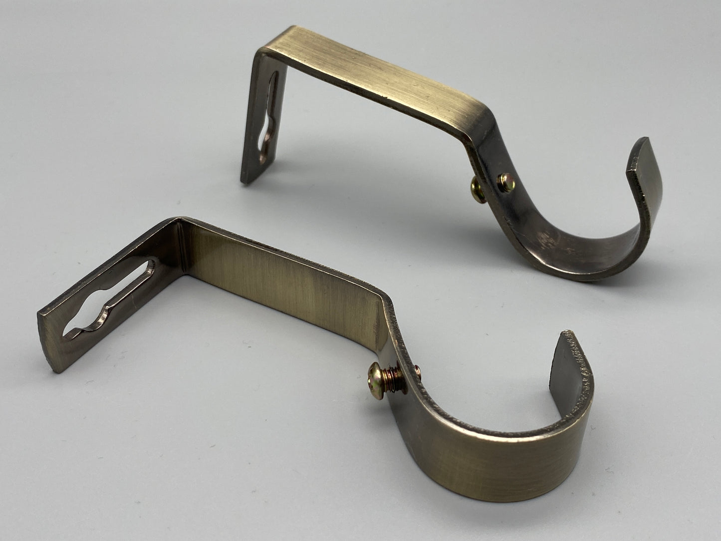 Pair of Heavy Duty Metal Curtain Pole Brackets - Holds Rods upto 30mm - Wall Brackets Holder (Antique Gold)
