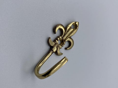 Fleur-De-Lis Golden Tie Back Hook - Brass - Pack of 2