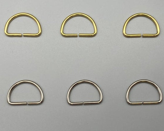 50x D Rings Curtain/Crafts Rings - Solid - Gold / Silver - 25 / 19 mm