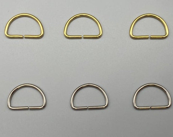 50x D Rings Curtain/Crafts Rings - Solid - Gold / Silver - 25 / 19 mm
