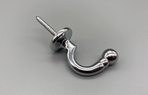 Chrome Plated Tie Back Hook - Large - Pack of 2