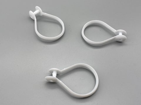 Infinity White Shower Rings - Clip Type Shower Pole Rings - Pack of 10