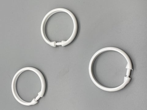 White Shower Rings - Clip Type Shower Pole Rings - Pack of 10