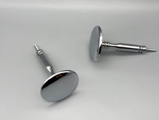 2x Chrome Curtain Hold Back Pins - Large Metal Round Pins - Chrome