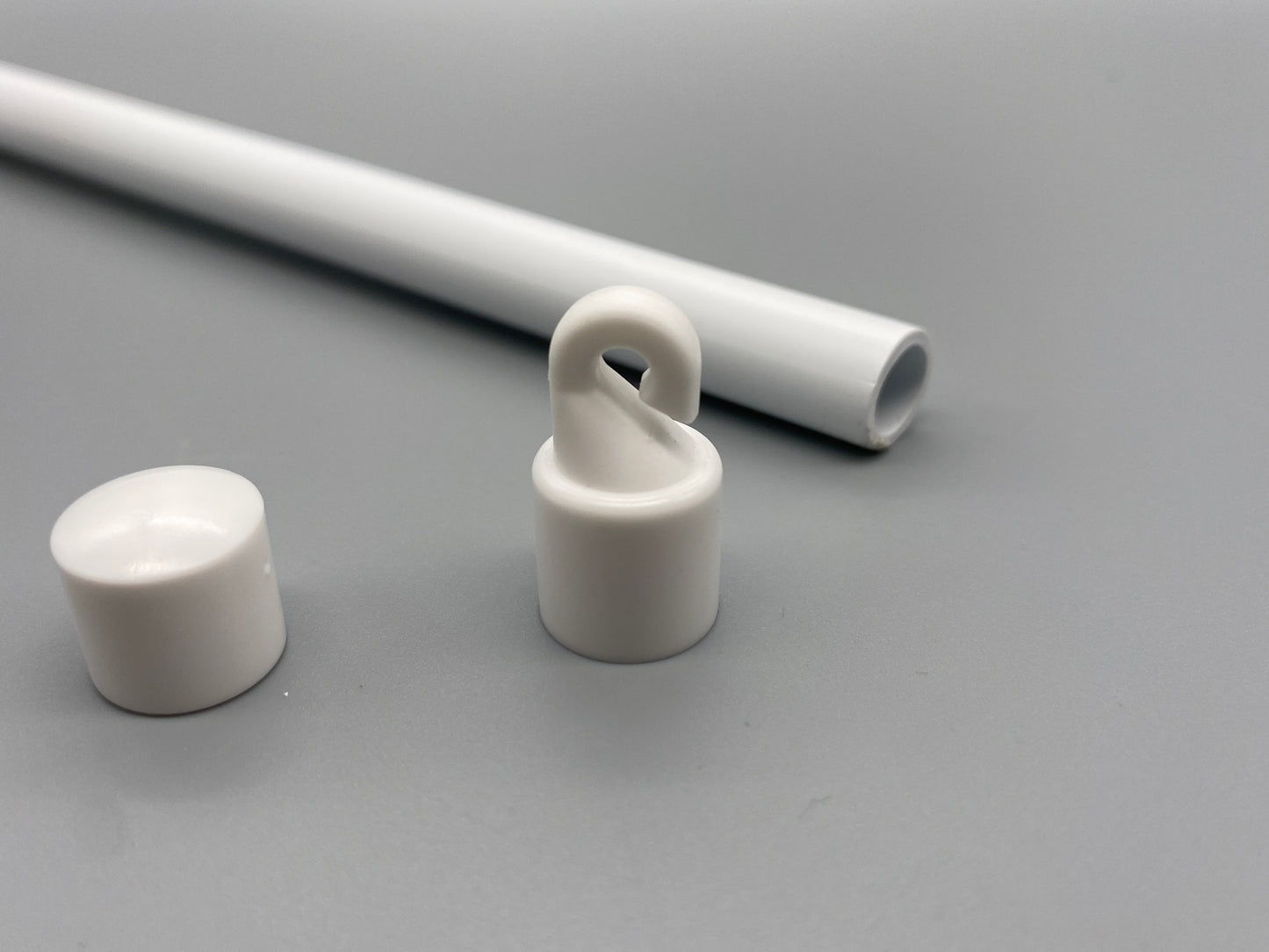 Tilting Wand Set for Vertical Blinds (400mm + Hook + Button) - White Plastic