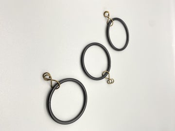 Black Curtain Rod Rings With Loose Eyelet - Inner Diameter ø 20mm / 42mm - Pack of 10
