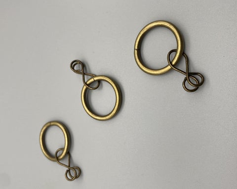 Antique Gold Curtain Rod Rings With Loose Eyelet - Inner Diameter ø 20mm - Pack of 10
