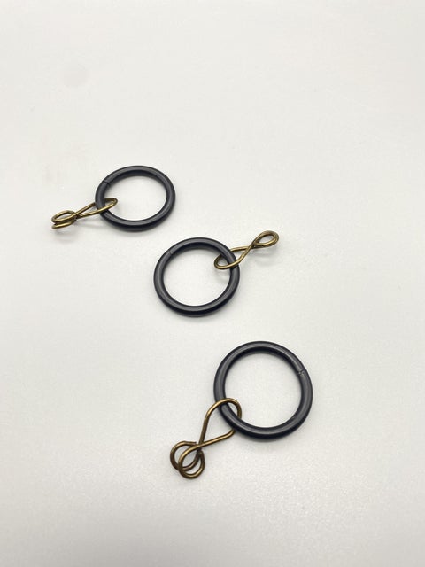 Black Curtain Rod Rings With Loose Eyelet - Inner Diameter ø 20mm / 42mm - Pack of 10