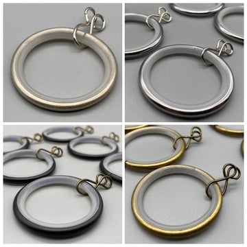 Silent Glide Curtain Rod Rings With Loose Eyelet - Various Colours - Internal Diameter ø 35mm