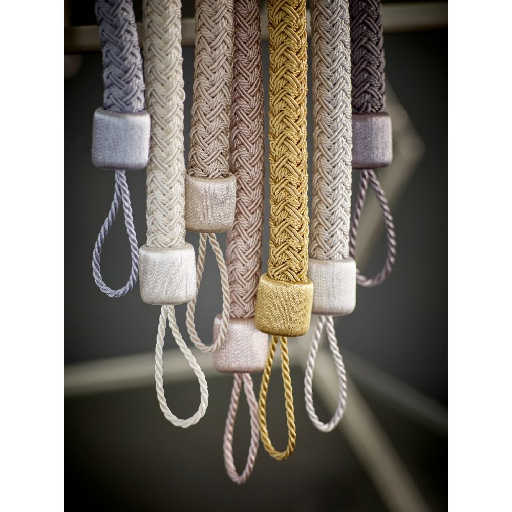 Tressé Rope Tiebacks Braided with a Luxurious Sateen Finish and Contemporary Look
